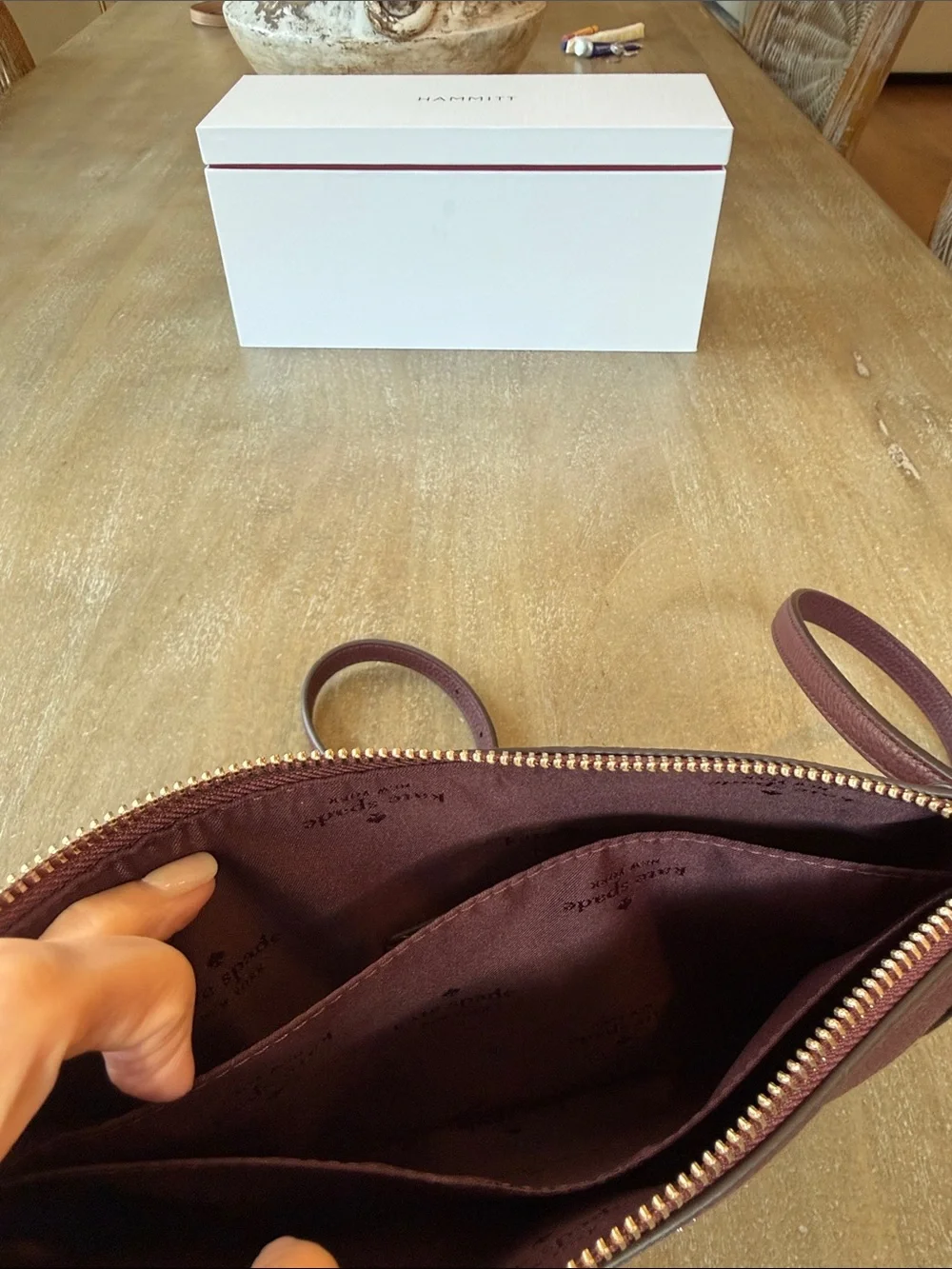 kate spade pebbled leather crossbody in deep burgundy
